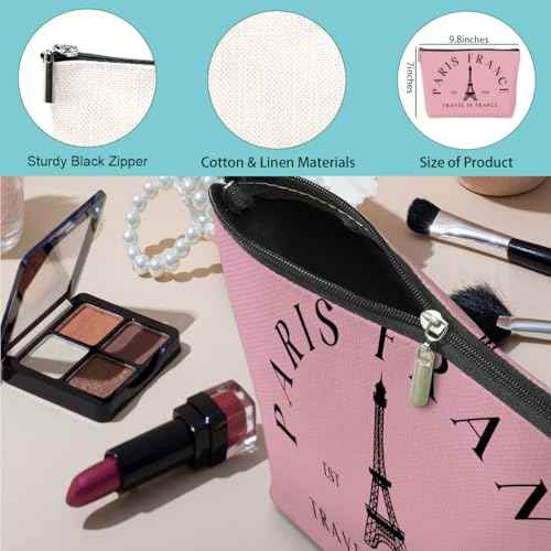 4 Pack Parisian Makeup Bag Paris Gifts for Paris Lover Travel in France Cosmetic Bag France City Toiletry Bag French Souvenirs for Women Friend Mom Sister Girls Trip Gifts Favors Christmas Birthday