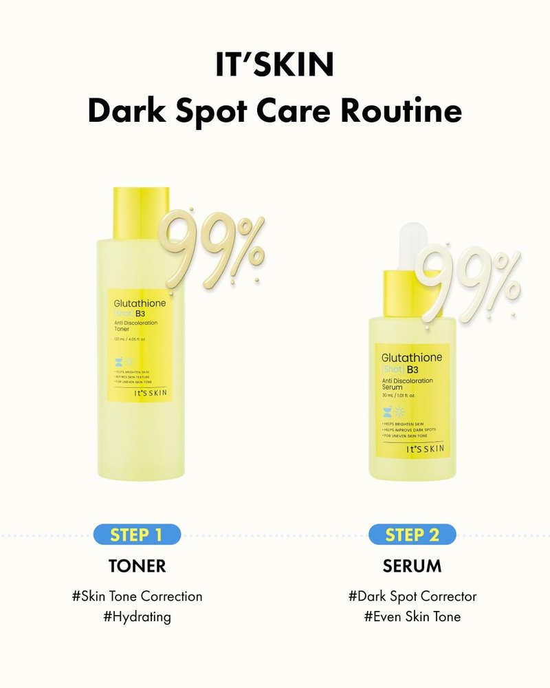 It'S SKIN Glutathione Shot B3 Toner 4.05 Fl Oz, 99% Pure Glutathione, Deep Hydration & Skin Texture Care, Fast-Absorbing for Daily Toner, Korean Skincare