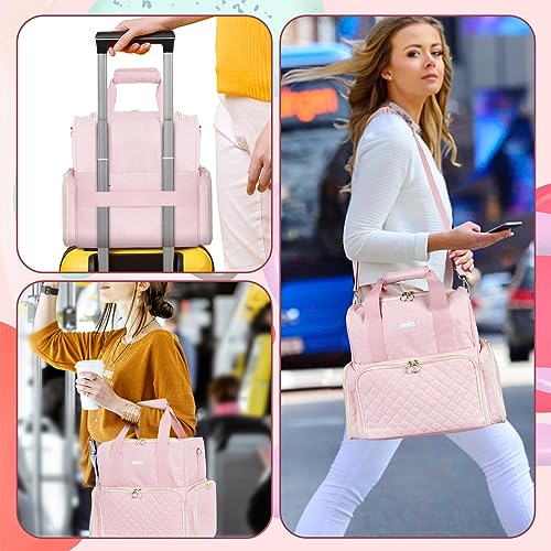 Nail Polish Organizer Holds 80 Bottles and a Nail Lamp,Nail Polish Carrying Case with 2 Removable Bags,Nail Organizers and Storage for Nail Tech,Portable Nail Polish Holder for Nail Supplies,Pink