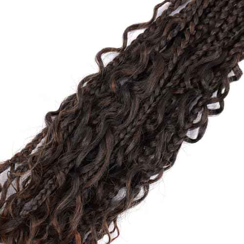 18 Inch Goddess Box Braids Crochet Hair 8 Packs Crochet Hair for Black Women Boho Box Braids Crochet Hair with Curly Ends Bohomian Box Braids Synthetic Braiding Hair Extensions T30#
