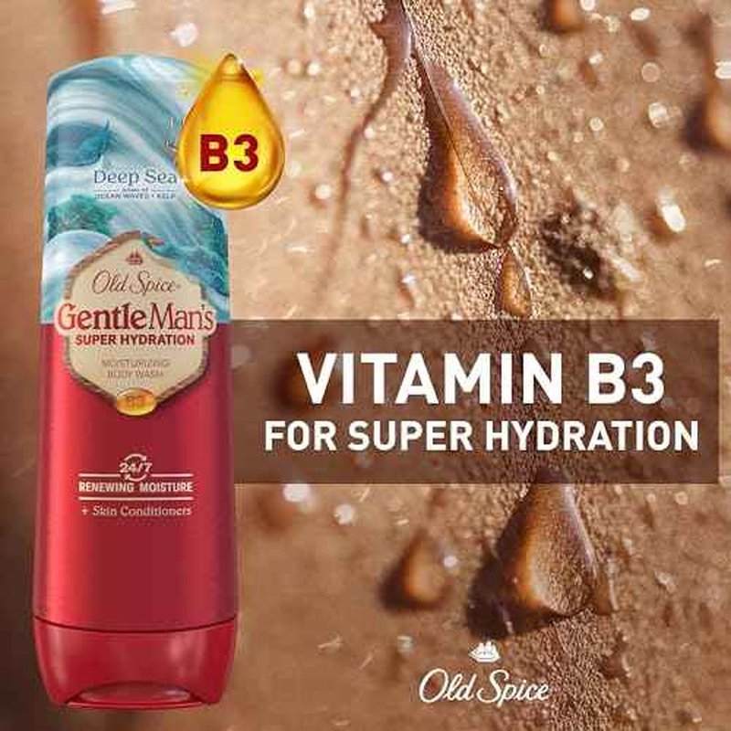 Old Spice Body Wash GentleMan¡¯s Super Hydration for Men, 24/7 Renewing Moisture, Gentle on Skin with Skin Conditioners, Deep Sea with Ocean Waves + Kelp Scent, 20 oz