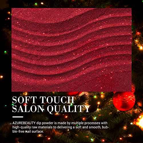 AZUREBEAUTY Dip Powder Nail Set, 6 Colors Glitter Red Green Silver Gold Nail Dipping Powder Starter Kit French Nail Art Sparkle Stunning Manicure Salon DIY No Need Nail Lamp Cured