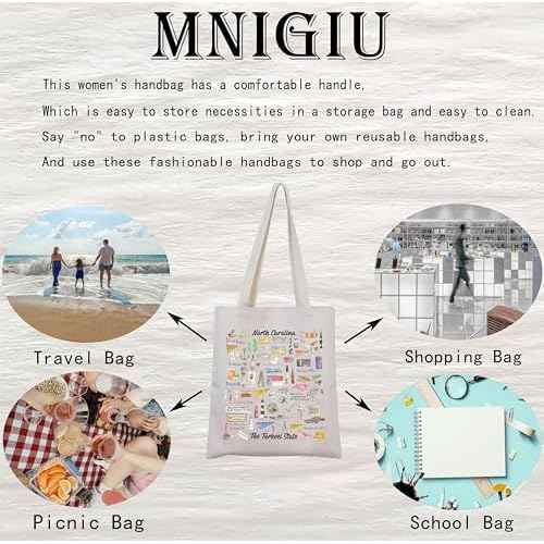 MINIGIU North Carolina Tote Bag - Perfect for Trips and Moving Gift