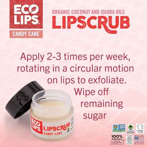 Eco Lips Sparkling Vanilla Mint Candy Cane Lip Mask and Sugar Lip Scrub for Holiday Gifting, Stocking Stuffers, 0.25 oz. (2 ct)