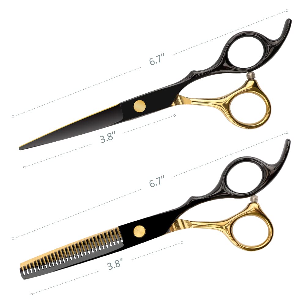 Professional Black Gold Hairdressing Scissors Hair Cutting Sets Salon Multifunctional Straight Shears Teeth Scissors Thinning Shears blending shears Tools for Mother Father's Gift
