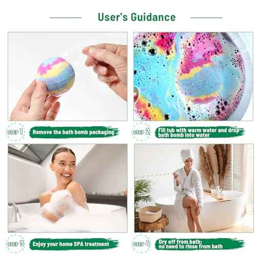 Leafgift Bath Bombs Gift Set, 12pcs Handmade Bath Fizzies with Natural Sea Salt Cocoa & Shea Butter, Perfect for Bubble Bath Spa, Moisturizing Dry Skin, Stress Relief, Best Gift for Women, Men