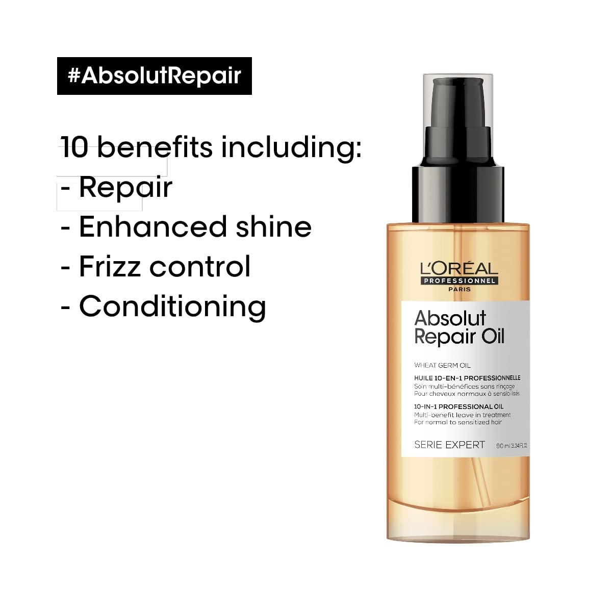 L'Oréal Professionnel Paris Absolut Repair Oil & Golden Mask Set - Protein Treatment For Dry & Damaged Hair, Repairs Damage & Provides Shine