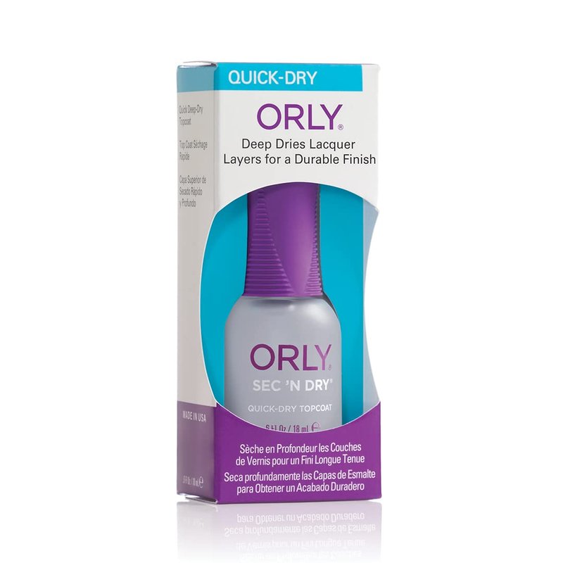 ORLY Sec’n Dry Quick Drying Topcoat | Smudge-Free, High Gloss Finish Nail Dryer | Long-Lasting, Chip-Resistant Protection | Vegan & Cruelty-Free Nail Polish Top Coat (9ml)
