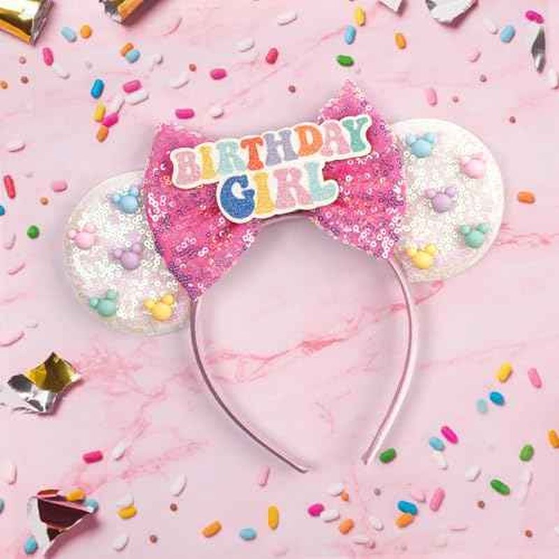 Mouse Ears for Women Birthday Girl Headband Sequin Ears Hair Accessories for Birthday Decorations Park Trips