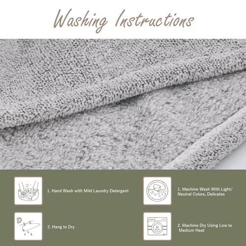 myHomeBody Hair Towel Wrap, Luxury Quick Drying Turban, Ultra Soft Absorbent Charcoal Fiber Cap, with Coconut Shell Button ? Gray