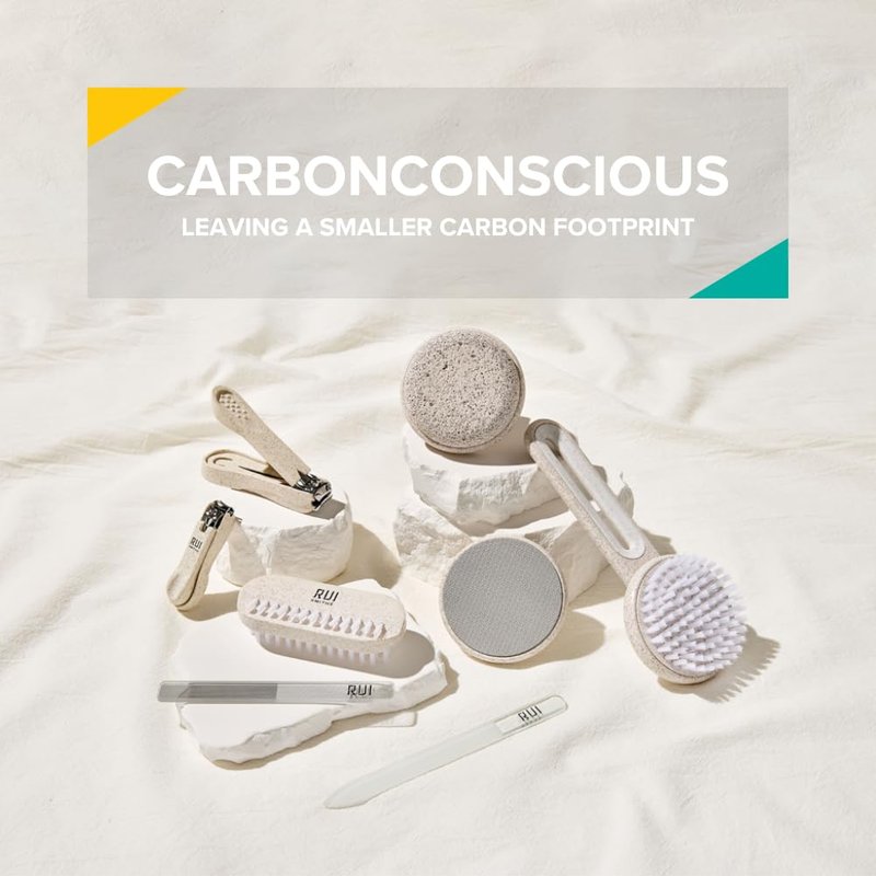 CarbonConscious Nail Cleaning Brush - 2-Sided Bristles for Manicure & Pedicure | Eco-Friendly Wheat Straw Bioplastic