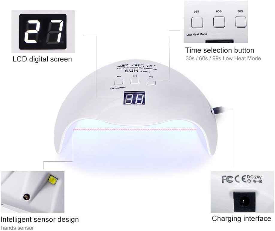 40W Gel UV LED Nail Polish Lamp & Nude Pink Gel Nail Polish Set - Professional Nail Dryer with 3 Timers