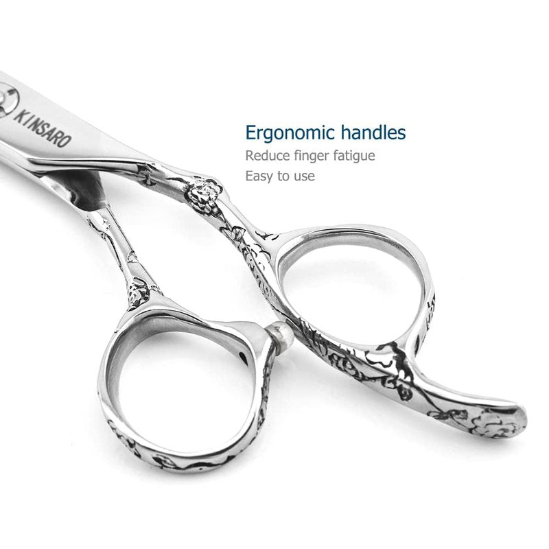 Hair Scissors 6 Inch Professional Barber Hair Thinning Scissors Thinning Shears 440C Barber Shears 30 Teeth Rose handle KINSARO for Hairdresser Barbershop or Home Use