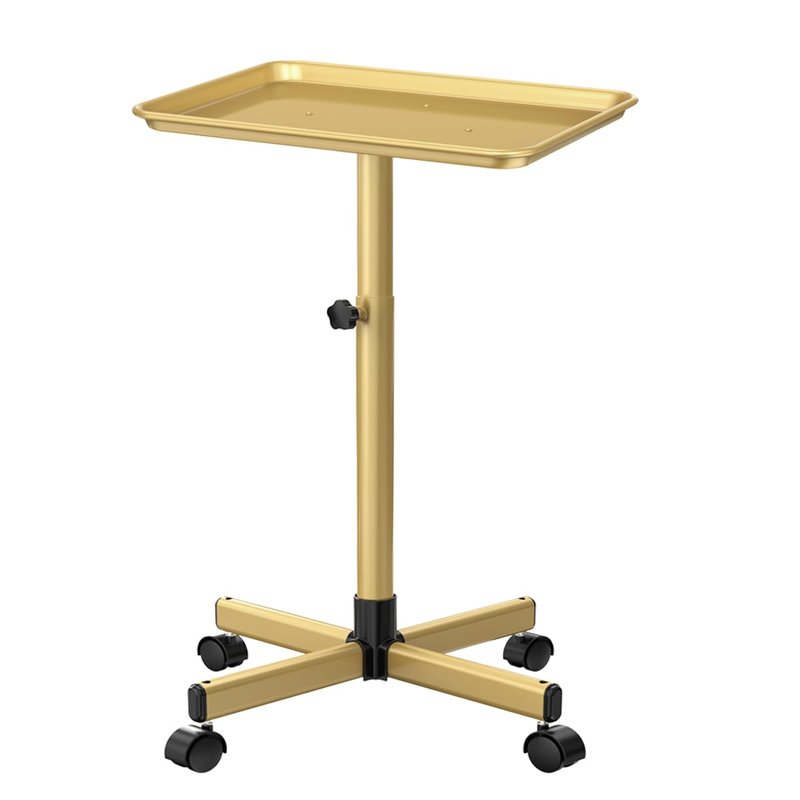 Salon Tray Cart, Salon Rolling Tray Adjustable Height, Tattoo Tray, SPA Rolling Trolley Tray for Beauty Hairstylist Dental Clinic,Champagne Gold