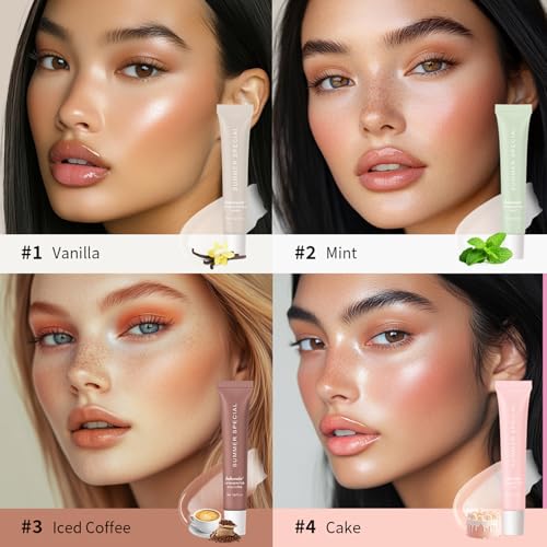 Lip Butter Balm for Hydration Shine, Mini Neutrals Set Lip Care Prouct, Moisturizing Tinted Butter Lip Balm Gloss Hydrating Lip Oil for Women (4PCS)