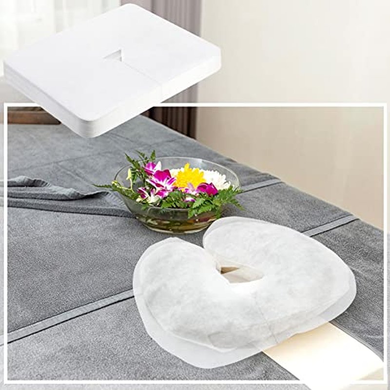 Oudain 800 Pcs Disposable Face Cradle Covers, Non-sticking Massage Face Cradle Headrest Cover for Massage Table Chairs Fitted for 16 x 12 Inches
