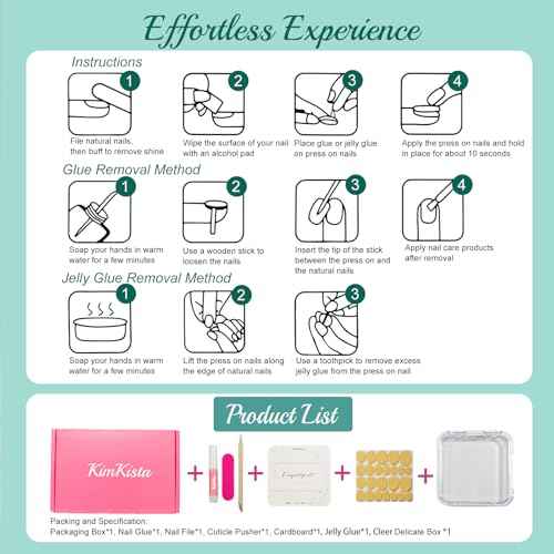 Handmade Press On Nails Stiletto, French Tip Press On Nails Long, Rhinestone Pearl 3D Nails For Women Gift, Reusable Stick On Fake Nails Kit With Nail Glue (Multicolor, M)