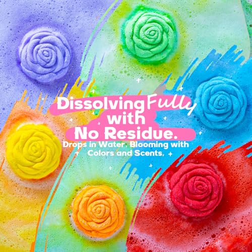30 Rose-Shaped Bath Bombs ? Handmade with Natural Ingredients, 6 Calming Scents, Relaxing Spa Gifts for Women, Men, Teens & Kids ? Self Care Gifts for Summer & Birthdays