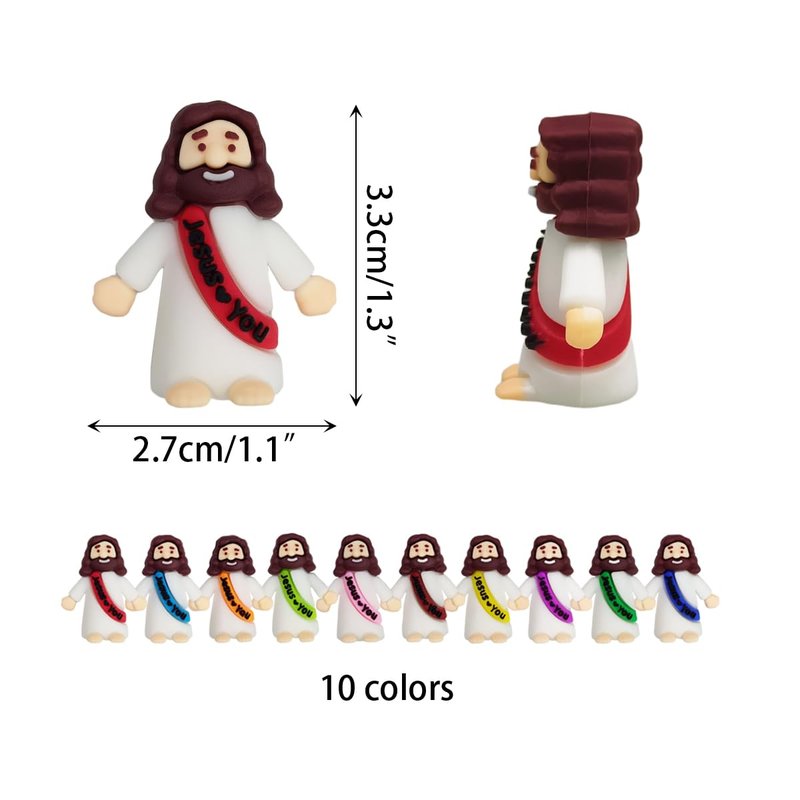 OCBTOW 100 PCS Mini Jesus Figures Toys in Bulk to Hide and Seek Religious for Kids Girls Boys Sunday School Easter Basket Stuffers Fillers Eggs Gifts Party Favors
