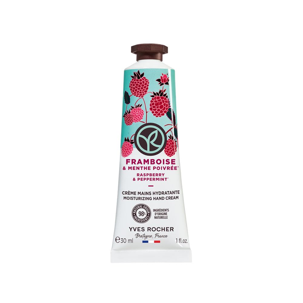 Yves Rocher Raspberry Peppermint Hand Cream - 30ml Moisturizer for Soft Skin