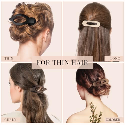 obeoby 8 Pcs Flat Hair Clips, Neutral Color Flat Claw Clips 2 Styles Hair Claws for Women Girls Medium Hair Volume French Hair Barrettes Accessories