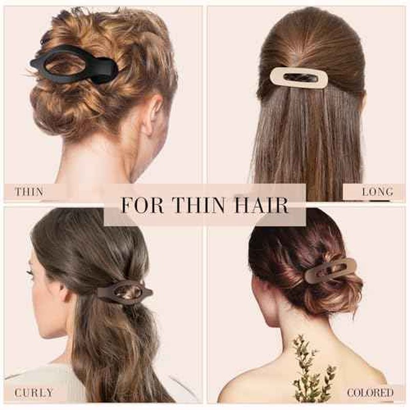 obeoby 8 Pcs Flat Hair Clips, Neutral Color Flat Claw Clips 2 Styles Hair Claws for Women Girls Medium Hair Volume French Hair Barrettes Accessories