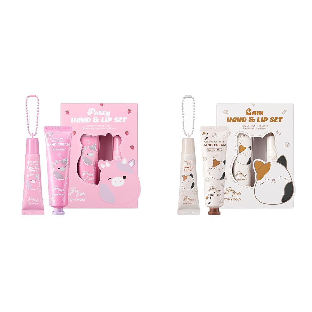 TONYMOLY x Squishmallow Patty the Cow 2 PC Hand Cream & Lip Gloss Set, Strawberry Hand Cream