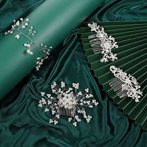 Elegant 64-Piece Wedding Hair Accessories Set - Includes Rhinestone Hair Sticks, Pearl Pins, Crystal Combs, Pearl Vine, and U-Shaped Clips (Classic Style)
