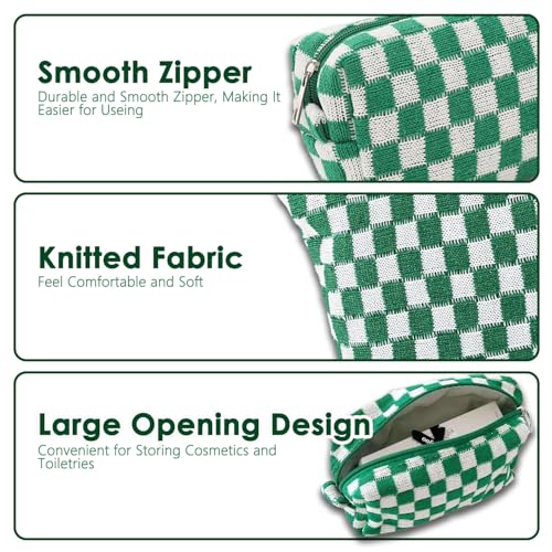 Travel Makeup Bag, Checkered Cosmetic Bag Make Up Organizer Case for Women, Small Toiletry Bag Skincare Pouch for Toiletries Accessories Brushes, 2PCS