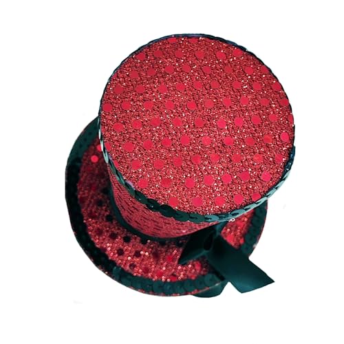 WLBON Halloween Mini Top Hat Headband 1920s Bow Sequins Hair Hoops Bands Fascinator Headpiece Hairband Women Christmas Holiday Festival Parade Cosplay Dress Up Birthday Tea Party Accessories Red