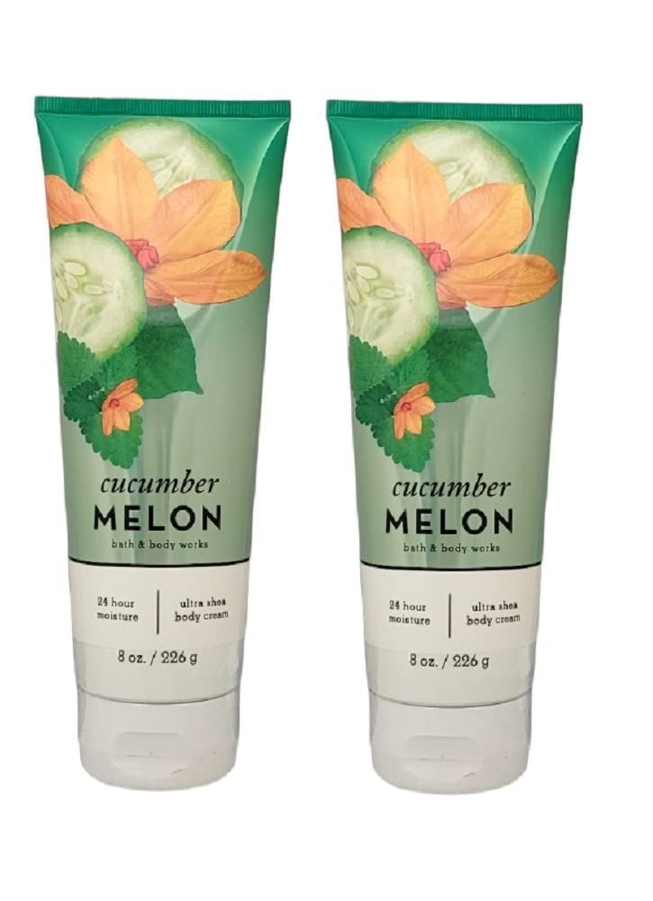 Bath and Body Works Cucumber Melon 2 Pack Ultra Shea Body Cream 8 Oz. (Cucumber Melon)