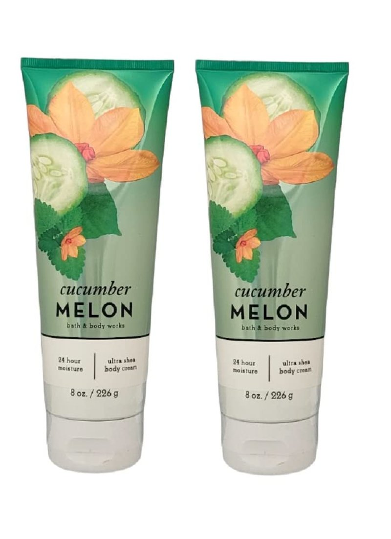 Bath and Body Works Cucumber Melon 2 Pack Ultra Shea Body Cream 8 Oz. (Cucumber Melon)