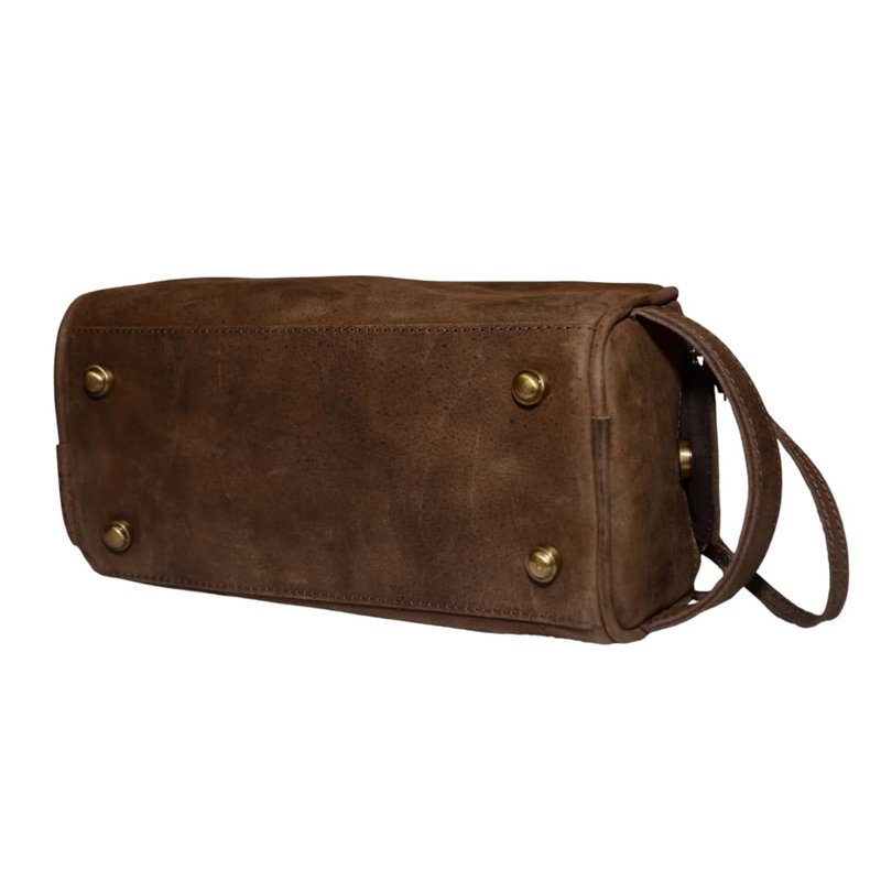 MILITARIA STUFFS Premium Buffalo Leather Unisex Toiletry Bag/Leather Travel Kit