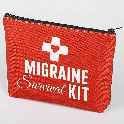 BWWKTOP Migraine Survival Kit Migraine Warriors Gifts Migraine Awareness Bags Migraine Fighter Gifts Migraine Pouch For Meds (Migraine KIT)