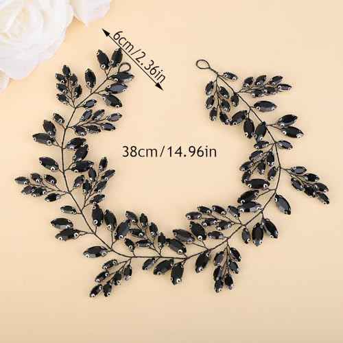 Teyglen Bride Wedding Crystal Hair Vine Full Purple Rhinestone Headband Handmade Rhinestone Headpiece Bridal Hair Accessories for Women Girls (Purple)