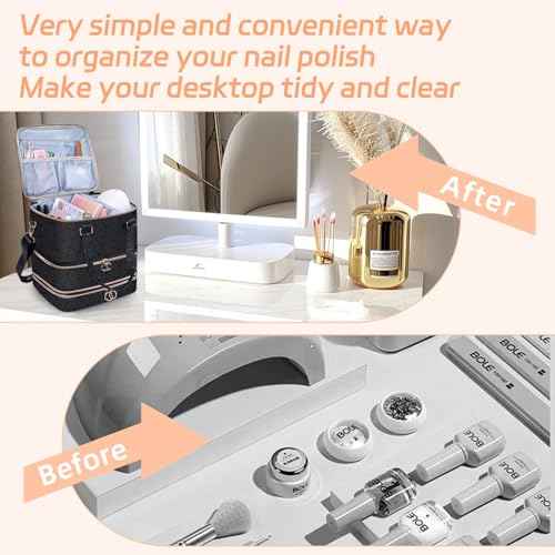 Nail Polish Organizer Case,3 Layer Nail Polish Organizer Bag Holds 84 Bottles (15ml/0.5 fl.oz) Nail Supplies Organizer,Nail Bag PU Leather Nail Carrying Nail Kit Supplies Organizer Case (Black)