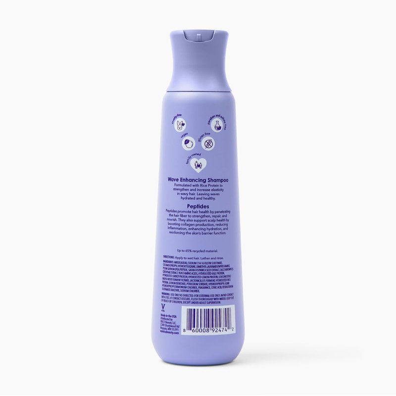 V&Co. Wave Babe Wavy Hair Shampoo, Sulfate Free & Paraben Free Hydrating Hair Care with Rice Protein & Peptides for Frizz Control & Wave Definition – 12 fl oz