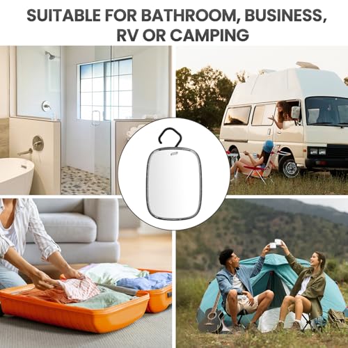 TAILI Shower Mirror Fogless for Shaving, Wall Hanging for Travel Camping, Removable Fog Free Shave Mirror for Shower Accessories, Bathroom, Portable, Shatterproof - for Men, Women(Black)