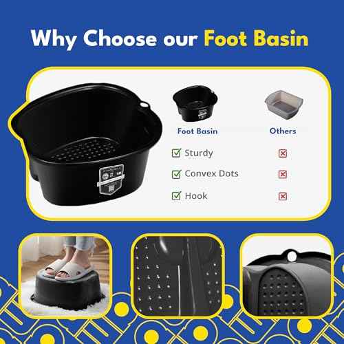 American Wellness Authority AWA Extra Large foot bath basin - Sturdy plastic soak tub For Soaking feet and Pedicure At Home Spa Kit Women Men (Grey Basin), 1.0 Count