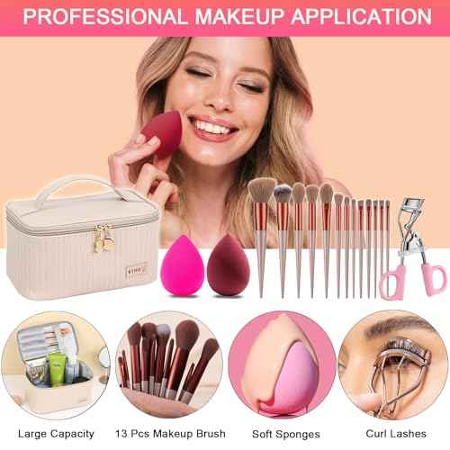 All in One Makeup Kit, Makeup Kit for Women Full Kit, Travel Make Up Gift Set for Women, Teens & Girls, Includes Eyeshadow Lipstick Eyeliner Eyebrow Pencil Brush Set, Beginners and Professionals Alike