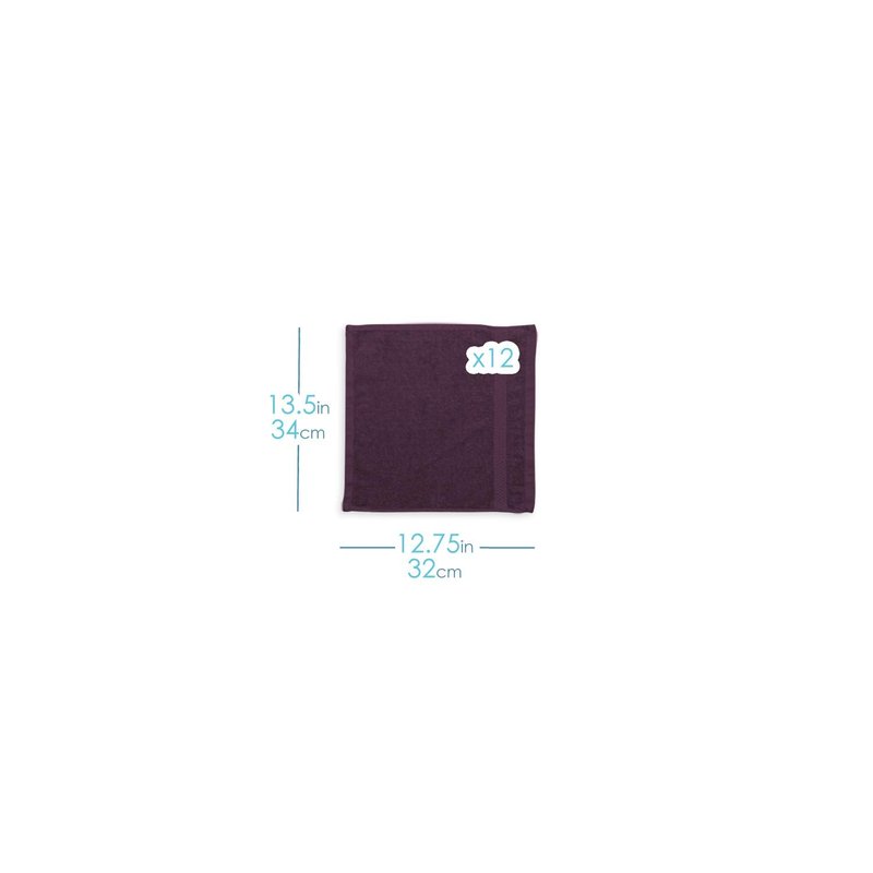 Hearth & Harbor Washcloths 12 Pack - 100% Cotton Washcloth for Body and face, High Absorbent and Soft 13"x13" Body Wash Cloth, Quick Dry - Red Washcloths
