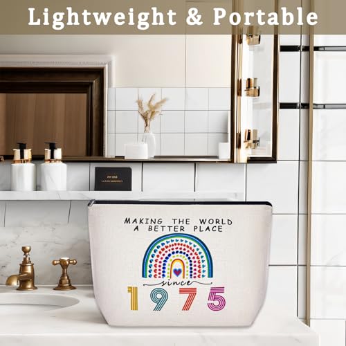 50th Birthday Gifts for Women Her 1975 Anniversary Small Cosmetic Travel Pouch Makeup Bag 50 Year Old Birthday Decorations Party Favors for Mom,Wife,Sister,Friend,Mothers Day