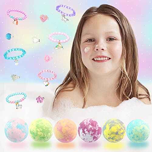 Bath Bombs for Kids Girls with Surprise Inside 6 Large Organic Bubble Kids Bath Bombs with Jewelry Toys Inside Safe & Natural Bathbombs Birthday Christmas Easter Surprise Princess Gifts Set for Girls