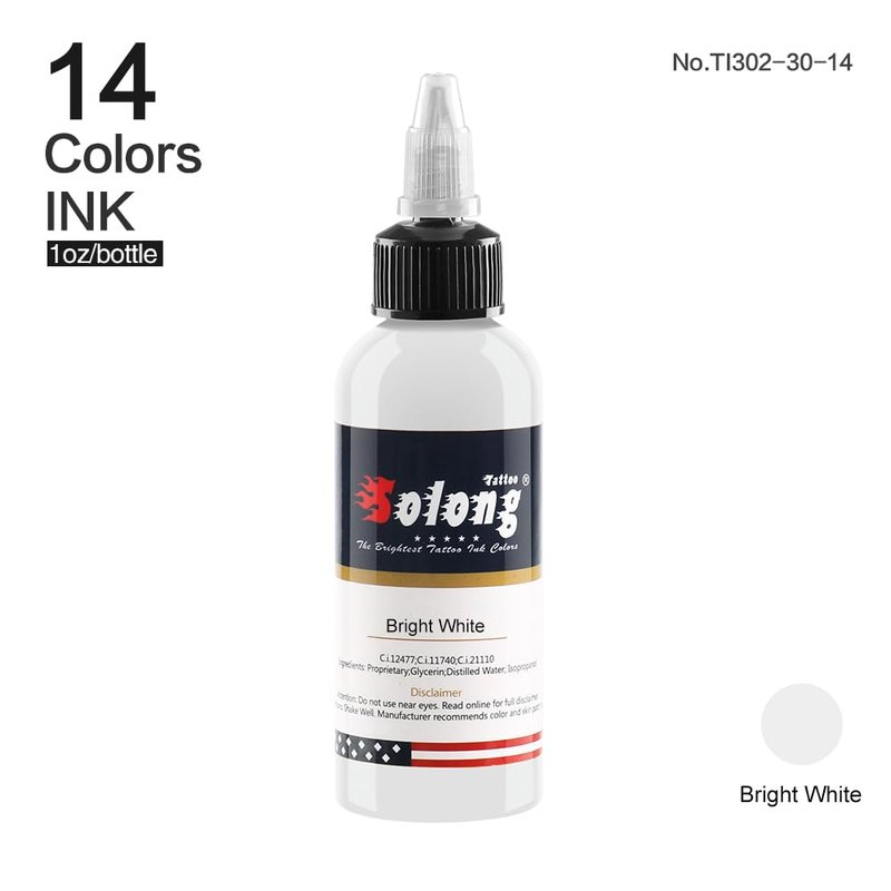14PCS Tattoo Ink Color Set, Solong 1oz (30ml) Pigment Kit Color Tattoo Ink TI302-30-14-US