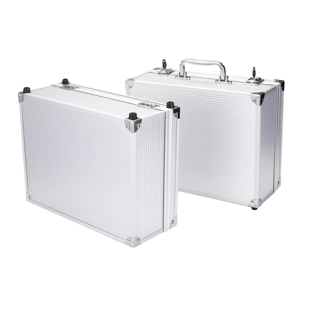 Tattoo Kit Case,Tattoo Kit Box 12.6" x 9.5" x 5.1" W/Lock Makeup Carrying Bag Storage Case Organize with Clasp,Aluminum Alloy with Sponge for Tattoo Equipment Cosmetic Makeup Tools (silver)
