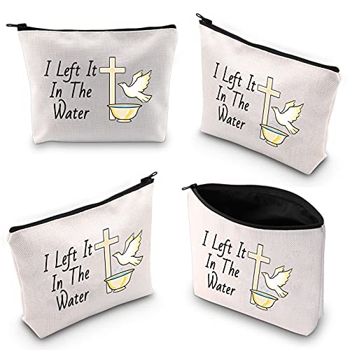 WCGXKO Adult Woman Baptism Gift Baptized I Left It In The Water Zipper Pouch Makeup Bag (I Left It In The Water)