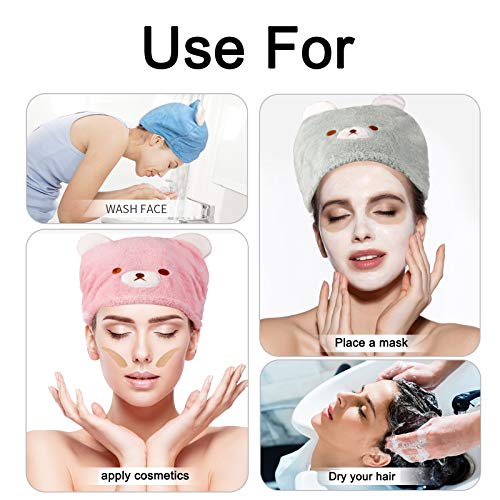 Lamoutor 3Pcs Hair Drying Towel for Kids Girls Soft Absorbent Kids Dry Hair Cap Kids Hair Towel Wrap Head Towel Wraps for Kids