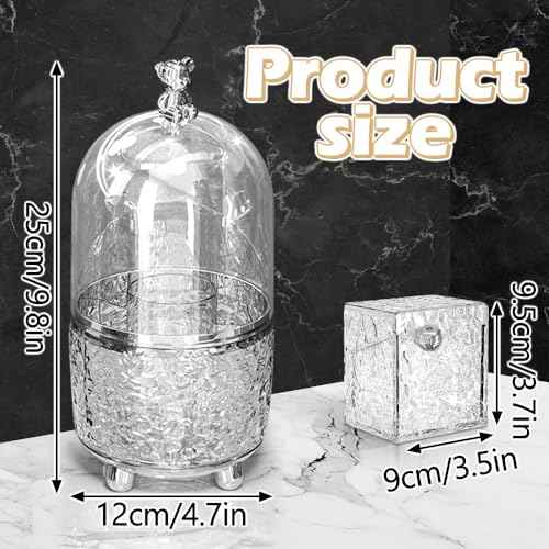 Makeup Brush Holder Organizer with Lid, 360¡ÆRotating Dustproof Makeup Brushes Organizer, 4 Compartment Make Up Brushes Cup for Vanity Desktop Bathroom Countertop (Transparent)