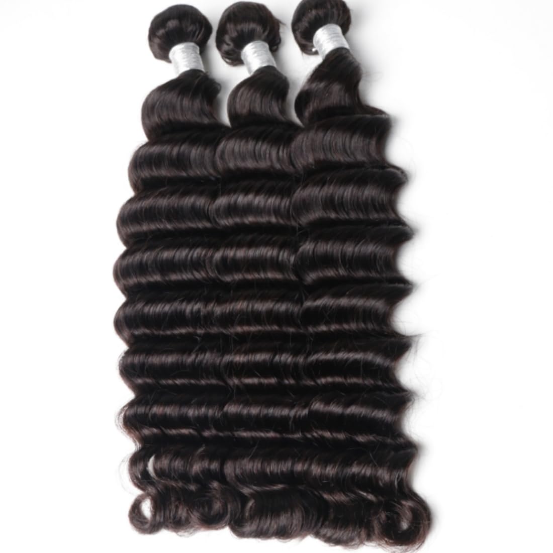 Angie Queen Brazilian Virgin Human Hair Loose Deep Wave Bundles 24 Inch 100% Unprocessed Hair Loose Deep Bundles Wet and Wavy Bundles Human Hair Extension Remy Hair Weave Natural Black for Women