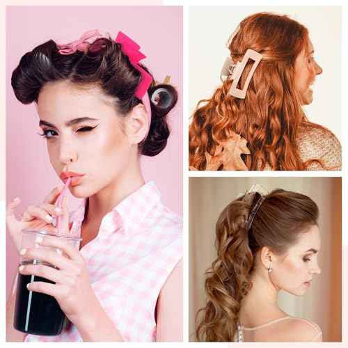Hoteam 18 Pcs 4.1 Inch Large Hair Claw Clips Bulk Rectangular Big Hair Claws Matte Nonslip Banana Clip Strong Hold Plastic Barrettes for Women Gifts Accessories, 18 Colors
